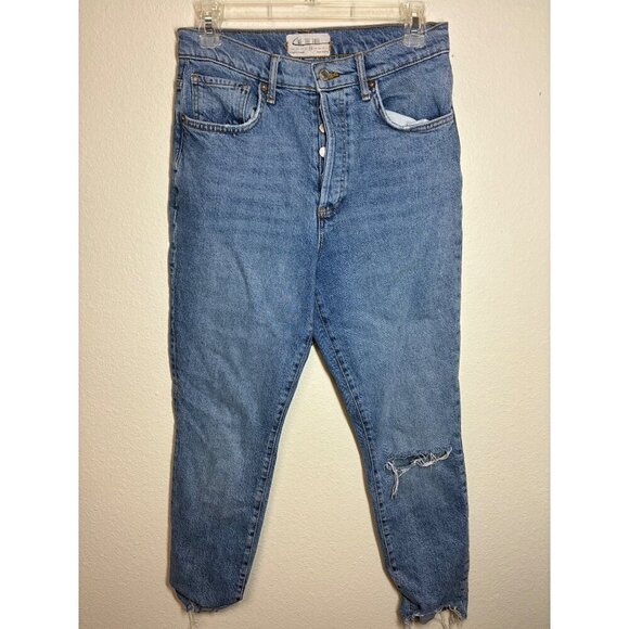 We The Free Denim - We the Free Denim Blue Jeans Distressed Hole Grunge Y2K Button Fly Size 28